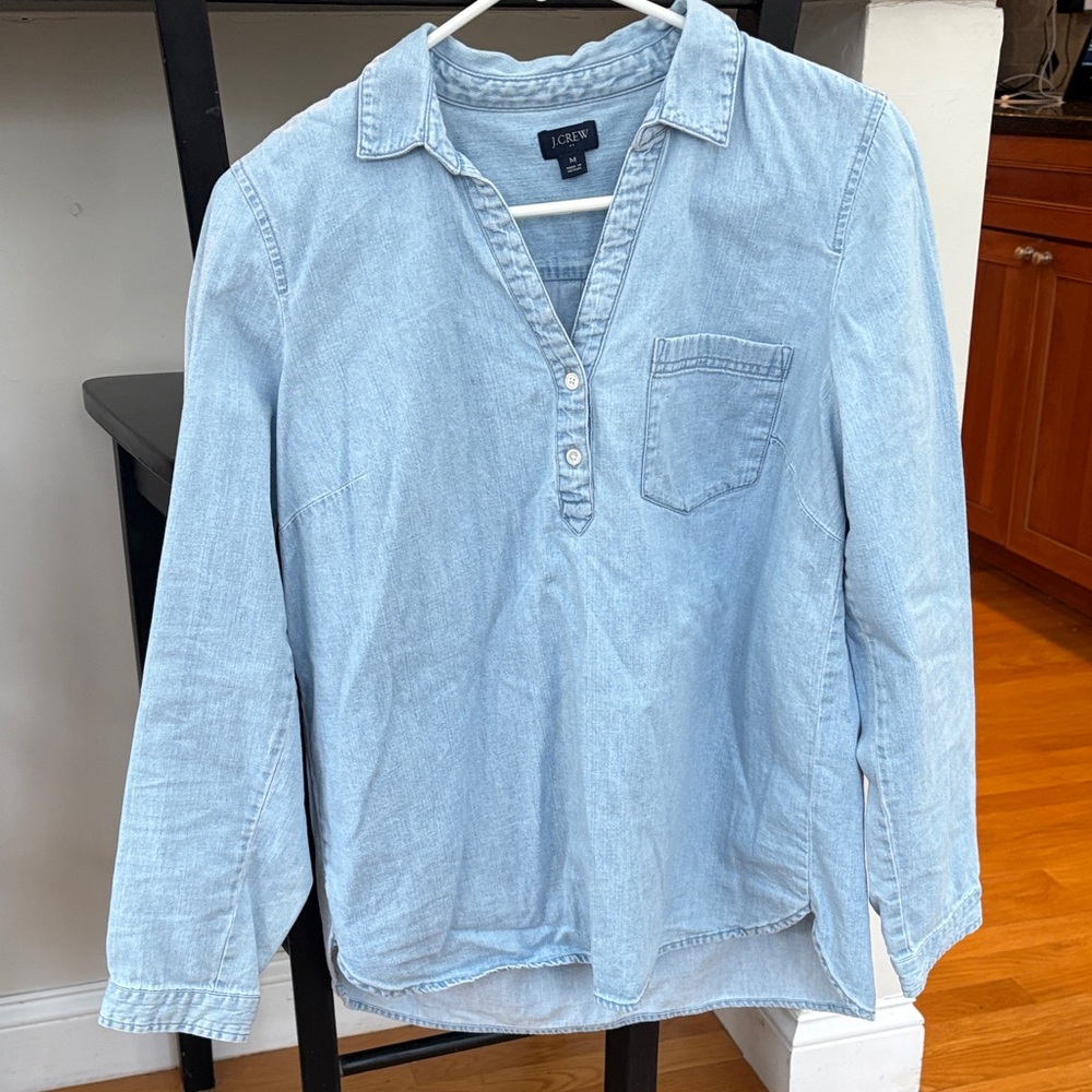 J. Crew Light Blue Denim Pullover Shirt